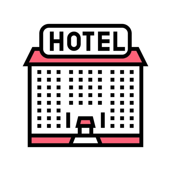 Hotell Byggnad Färg Ikon Vektor Hotellbyggnads Skylt Isolerad Symbol Illustration — Stock vektor