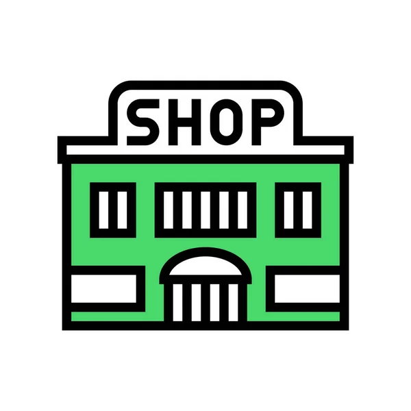 Shop Store Gebäude Farb Symbol Vektor Ladenbau Schild Isolierte Symbolillustration — Stockvektor