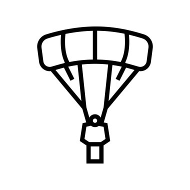 Uçan paraşüt çizgisi ikon vektörü. Uçan paraşütçü işareti. izole edilmiş çizgi simgesi siyah illüstrasyon
