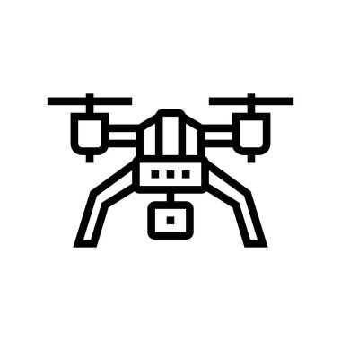 Kamera çizgisi ikon vektörlü İHA. Kameralı İHA. izole edilmiş çizgi simgesi siyah illüstrasyon