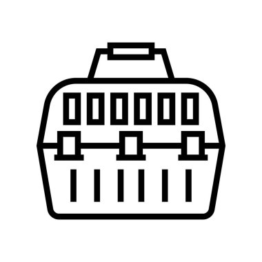 Taşıma kafesi ikon vektörü. Araba kafesi tabelası. izole edilmiş çizgi simgesi siyah illüstrasyon