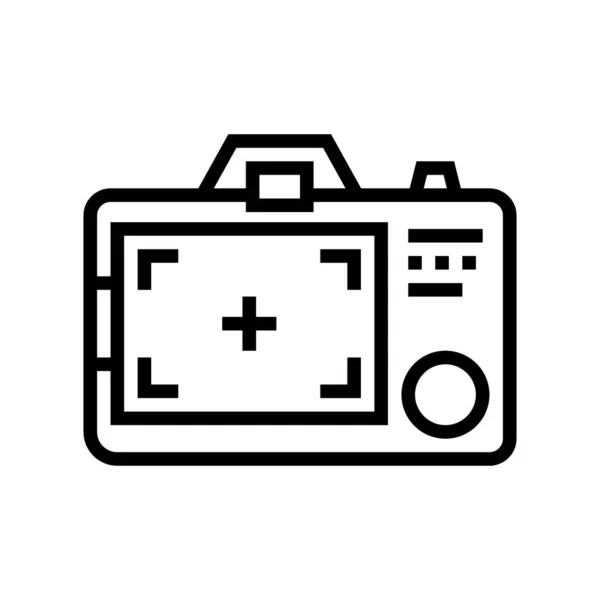 スクリーンフォトカメラガジェットラインアイコンベクトル スクリーンフォトカメラのガジェットサイン 隔離された輪郭シンボルブラックイラスト — ストックベクタ