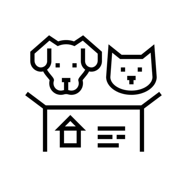 犬と猫が新しい家のアイコンベクトルを探してる 犬と猫が新しい家のサインを探してる 隔離された輪郭シンボルブラックイラスト — ストックベクタ