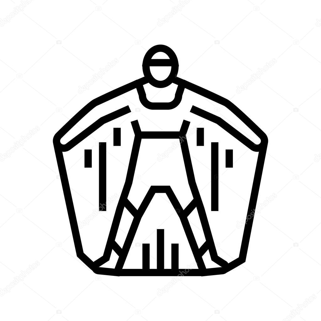 wingsuit extreme active sportsman line icon vector. wingsuit extreme active sportsman sign. isolated contour symbol black illustration