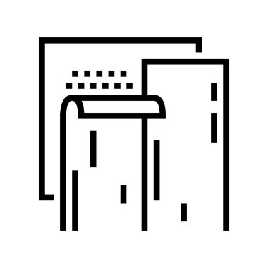 İzolasyon duvar kağıdı çizgisi ikon vektörü. İzolasyon duvar kağıdı işareti. izole edilmiş çizgi simgesi siyah illüstrasyon