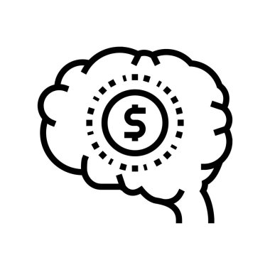 Beyin finans hattı ikon vektörünü düşünün. Beyin finans işaretini düşünür. izole edilmiş çizgi simgesi siyah illüstrasyon