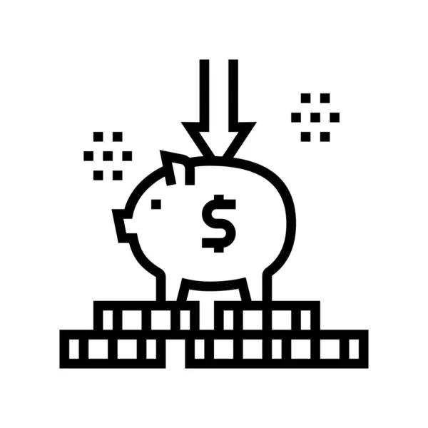 Put Money Piggy Bank Line Icon Vector Put Money Piggy — Stock Vector