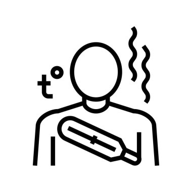 Vücut yüksek sıcaklık çizgisi ikon vektörü. Vücut ısısı yüksek. izole edilmiş çizgi simgesi siyah illüstrasyon