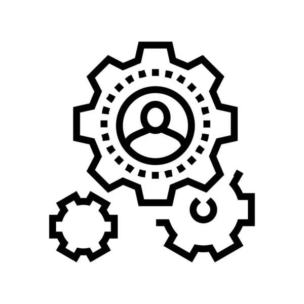 Arbeitsmechanismus Kollege Zeilensymbolvektor Arbeitsmechanismus Kollegen Unterschreiben Isolierte Kontur Symbol Schwarze — Stockvektor