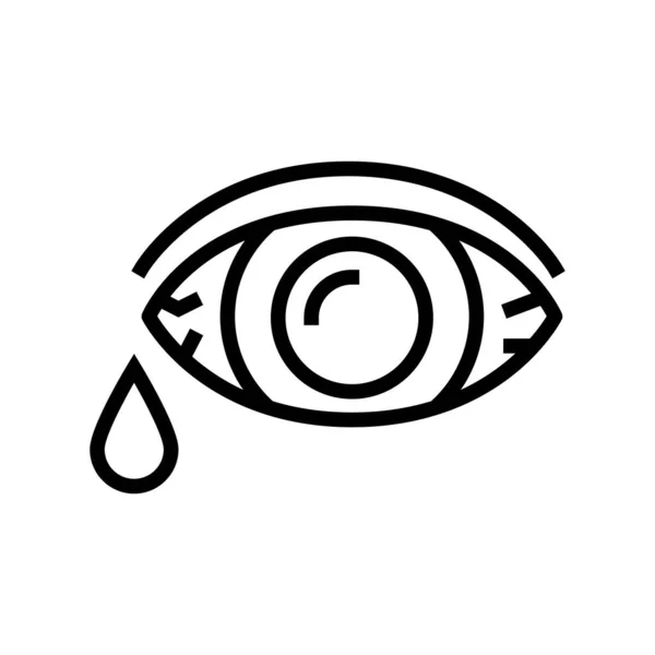 Augen Fließen Tränen Linie Symbol Vektor Tränen Fließen Isolierte Kontur — Stockvektor