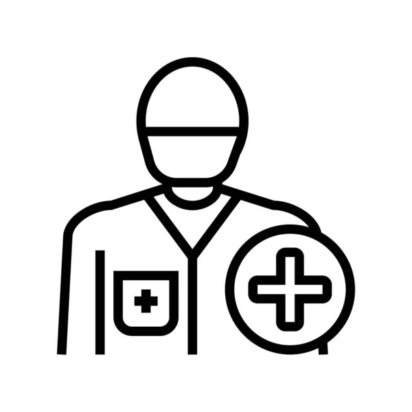 医生医务工作者线图标向量 医务工作者签名 孤立的等高线符号黑色插图 — 图库矢量图片