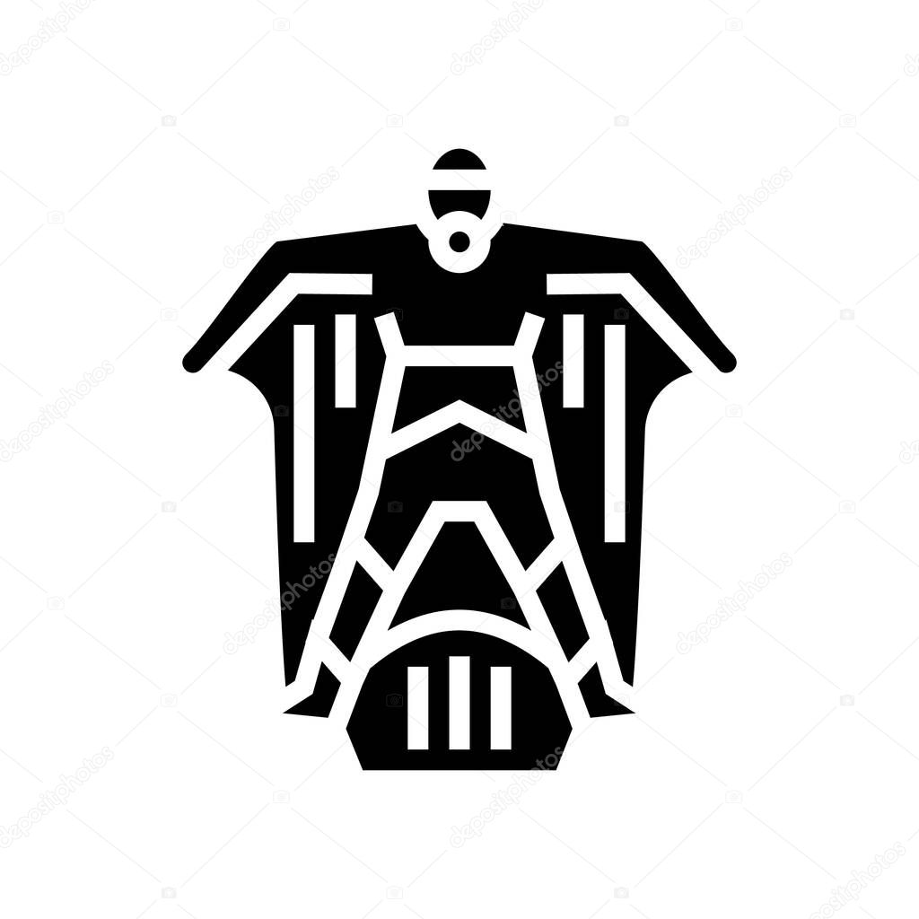 wingsuit sportsman glyph icon vector. wingsuit sportsman sign. isolated contour symbol black illustration