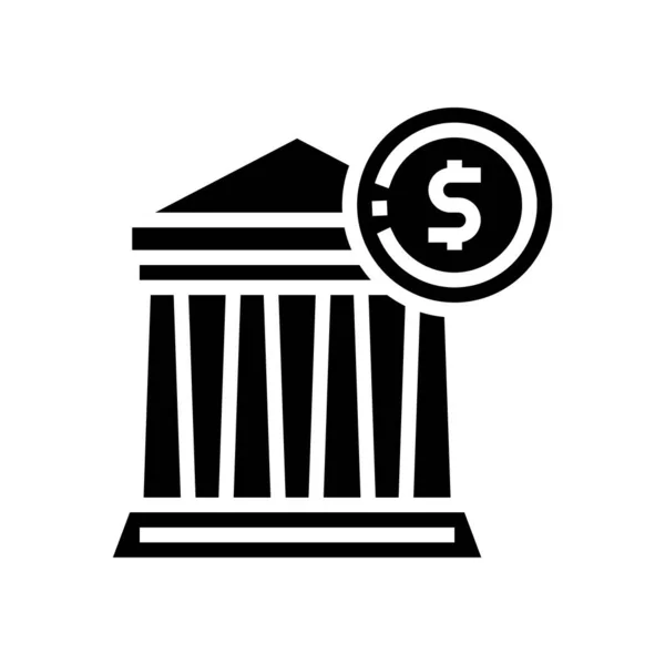 Finansiell Byggnad Bank Glyph Ikon Vektor Finansbanksskylt Isolerad Kontur Symbol — Stock vektor