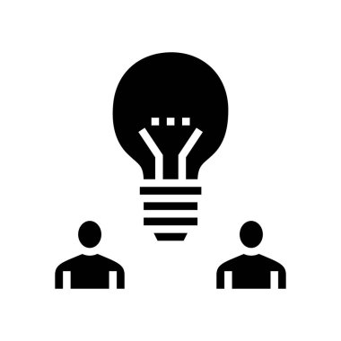 Meslektaşlar glifin simge vektörünü düşünüyorlar. Meslektaşlar fikir işareti. izole edilmiş çizgi simgesi siyah illüstrasyon