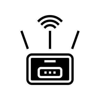 Kablosuz yönlendirici sembol vektörü. Kablosuz ağ yönlendirici işareti. izole edilmiş çizgi simgesi siyah illüstrasyon