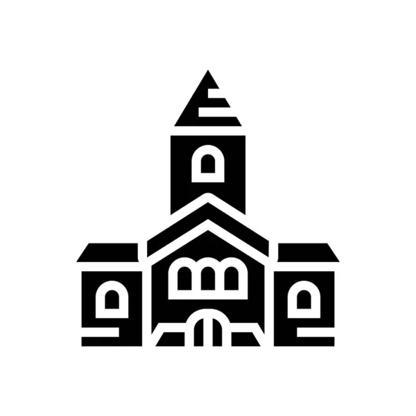 Вектор Иконок Здания Церкви Знак Здания Церкви Черная Иллюстрация Изолированным — стоковый вектор