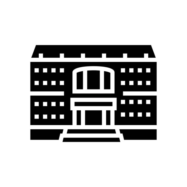 Universitas Membangun Glyph Icon Vector Tanda Gedung Universitas Terisolasi Simbol - Stok Vektor