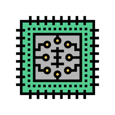 Mikro çip renk ikonu vektörü. Mikro çip işareti. izole edilmiş sembol çizimi