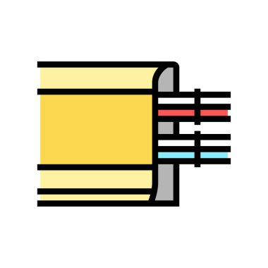 Etek tahtası renk ikonu vektöründe kablo var. Kablo etek tahtası tabelasında duruyor. izole edilmiş sembol çizimi