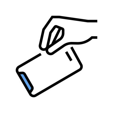 Cep telefonu renk ikonu vektörünü elle fırlat. Cep telefonu tabelasını elle atın. izole edilmiş sembol çizimi