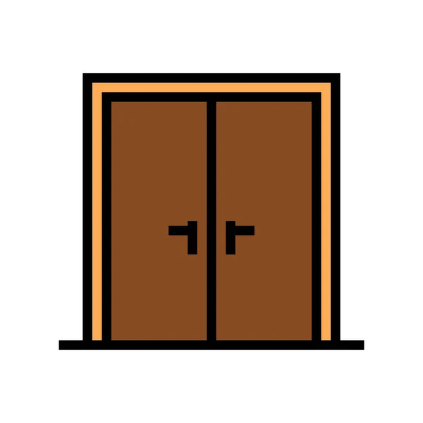 Puerta Madera Doble Icono Color Vector Señal Puerta Madera Doble — Archivo Imágenes Vectoriales