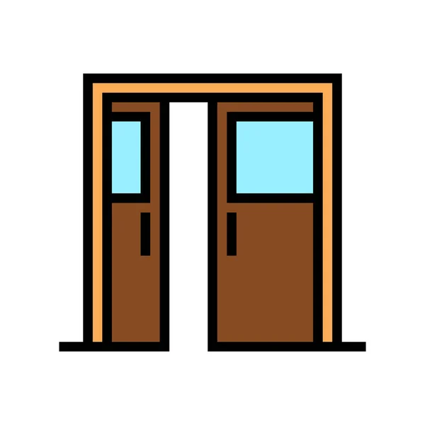 Вектор Значка Раздвижной Двойной Двери Раздвижная Двойная Дверь Изолированная Иллюстрация — стоковый вектор