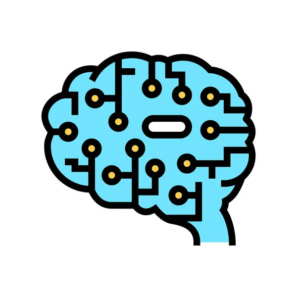 Inteligência Artificial Vetor Ícone Cor Cérebro Inteligência Artificial Sinal Cerebral —  Vetores de Stock