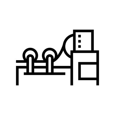 kağıt rulo sistem çizgisi ikon vektörü. Kağıt rulo sistem işareti. izole edilmiş çizgi simgesi siyah illüstrasyon