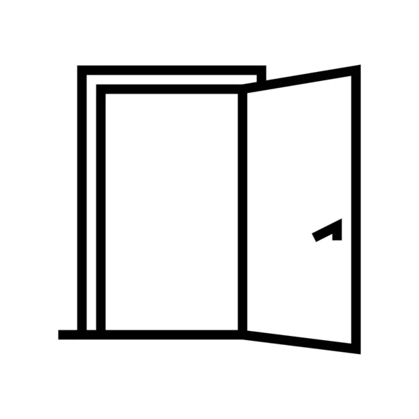 Uvnitř Otevřeného Vektoru Řádku Dveří Otevřených Dveřích Izolovaný Obrys Symbol — Stockový vektor