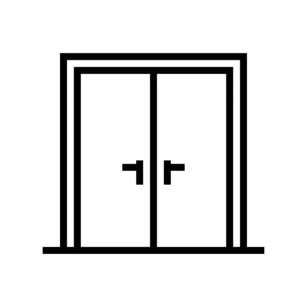 Double Wooden Door Line Icon Vector Double Wooden Door Sign — Stock Vector