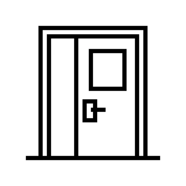 Metaliczny Wektor Linii Drzwi Metaliczny Znak Drzwi Odizolowany Kontur Symbol — Wektor stockowy