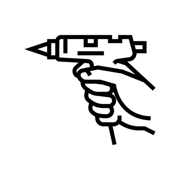 Bricolaje Arte Pegar Pistola Línea Icono Vector Bricolaje Artesanal Pegado — Vector de stock