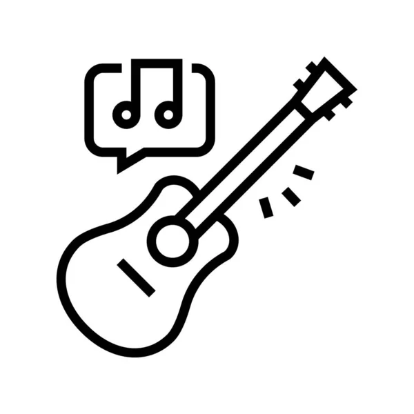 弹吉他线图标矢量 弹吉它的标志 孤立的等高线符号黑色插图 — 图库矢量图片