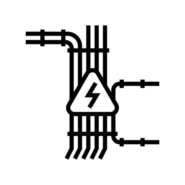 Elektrische Bedradingslijn Icoon Vector Elektrische Bedrading Geïsoleerde Contour Symbool Zwarte — Stockvector