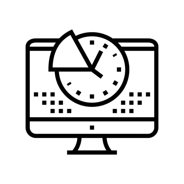 Tiempo Para Trabajar Línea Computadora Vector Icono Tiempo Para Trabajar — Vector de stock