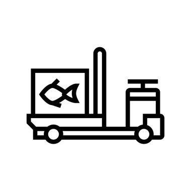 Ton balığı taşıma hattı ikon vektörü. Ton balığı taşıma işareti. izole edilmiş çizgi simgesi siyah illüstrasyon