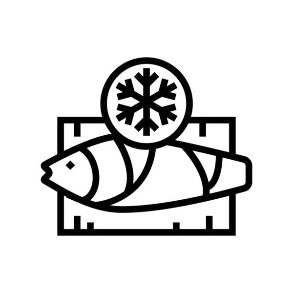 Fryst Tonfisklinjevektor Fryst Tonfisktecken Isolerad Kontur Symbol Svart Illustration — Stock vektor