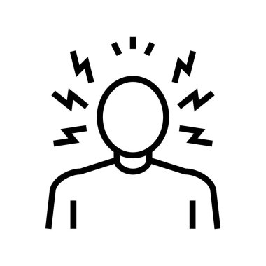 Öfke psikolojik problemleri çizgi ikon vektörü. Öfke, psikolojik sorunlar işareti. izole edilmiş çizgi simgesi siyah illüstrasyon