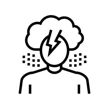 Depresyon psikolojik problemler çizgi ikon vektörü. Depresyon psikolojik sorunlar işareti. izole edilmiş çizgi simgesi siyah illüstrasyon