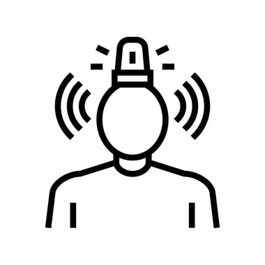 Stres psikolojik problemleri çizgi ikon vektörü. Stresli psikolojik sorunlar işareti. izole edilmiş çizgi simgesi siyah illüstrasyon