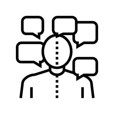 Manik depresif psikolojik hastalık çizgisi ikonu vektörü. Manik depresif psikolojik hastalık işareti. izole edilmiş çizgi simgesi siyah illüstrasyon