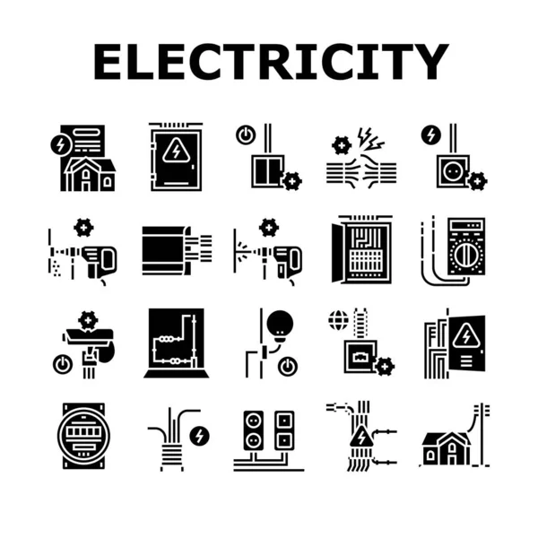 Elektromos Telepítő Eszköz Ikonok Set Vektor Socket Alállomás Automatizálási Doboz — Stock Vector