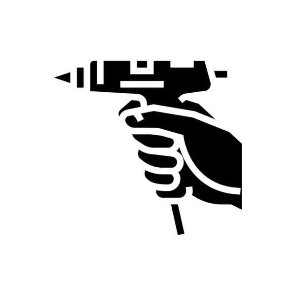 Diy Ремесло Клея Пистолет Глиф Вектор Иконы Признак Приклеивания Пистолета — стоковый вектор