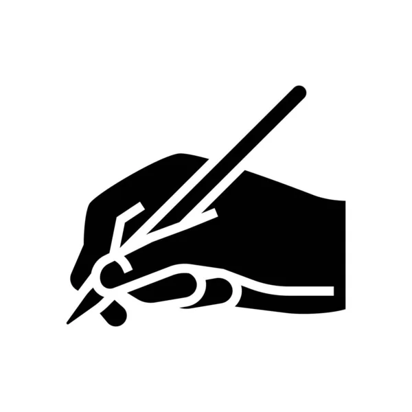 Escritura Mano Mantenga Pluma Glifo Icono Vector Escritura Mano Mantenga — Archivo Imágenes Vectoriales