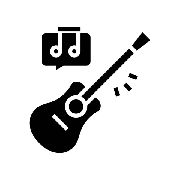 Bermain Gitar Glyph Icon Vector Bermain Papan Gitar Terisolasi Simbol - Stok Vektor