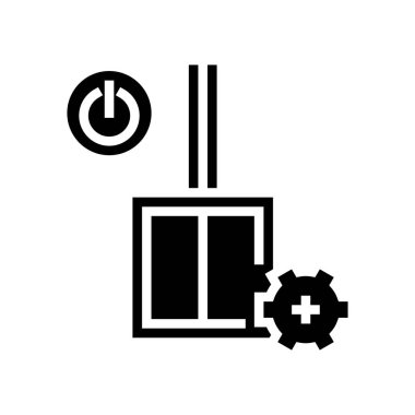 Kurulum glifinin simge vektörünü değiştir. Kurulum işareti. izole edilmiş çizgi simgesi siyah illüstrasyon