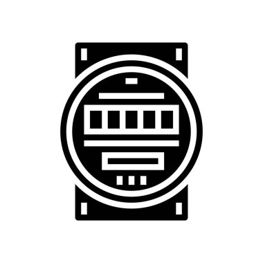 Elektrik metre sembol vektörü. Elektrik sayacı işareti. izole edilmiş çizgi simgesi siyah illüstrasyon