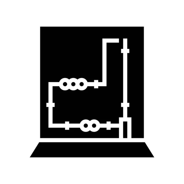 電気配線グリフアイコンベクトル 電気配線標識 隔離された輪郭シンボルブラックイラスト — ストックベクタ