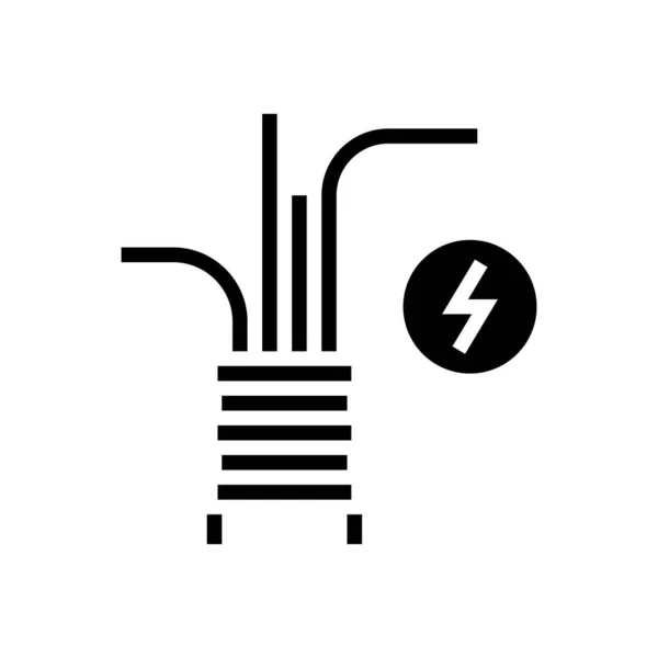 電気ケーブルグリフアイコンベクトル 電気ケーブルのサインだ 隔離された輪郭シンボルブラックイラスト — ストックベクタ