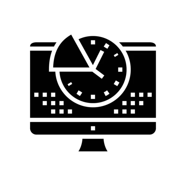 Tempo Para Trabalhar Vetor Ícone Glifo Computador Tempo Para Trabalhar — Vetor de Stock